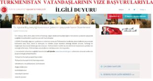 Türkmenistan Vatandaşlarının Aşkabat Türk Konsolosluğu Vize Başvurularıyla İlgili Duyuru